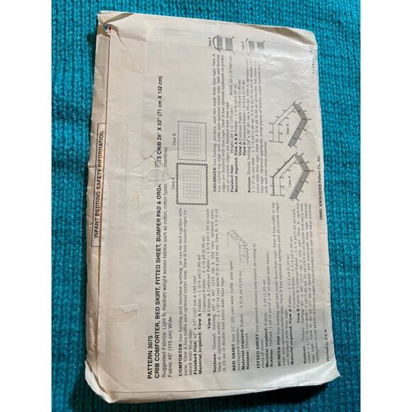 Kwik Sew 3075 baby quilt Nursery bed skirt bumpers pattern - Picture 2 of 4